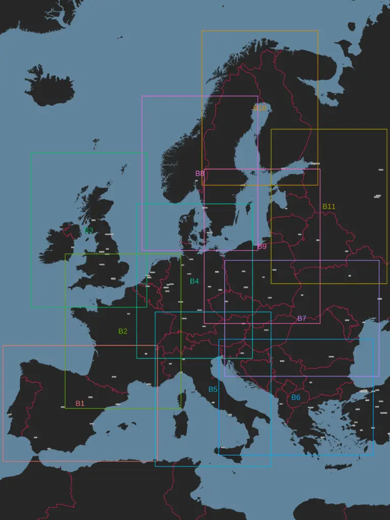 Overview of medium map tiles